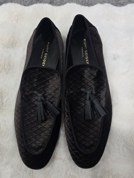 Kurt Geiger Black Velvet Quilted Tassel Loafer Men\'s Henry  Luxury Formal main image 5